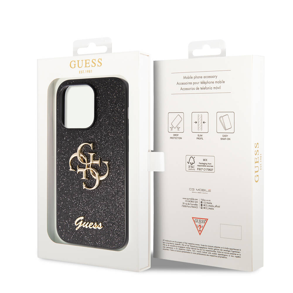 Apple iPhone 14 Pro Max Uyumlu Kılıf Guess Orjinal Lisanslı 4G Büyük Metal Logolu Glitter Kapak - 20