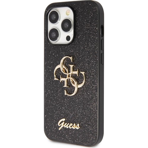 Apple iPhone 14 Pro Max Uyumlu Kılıf Guess Orjinal Lisanslı 4G Büyük Metal Logolu Glitter Kapak