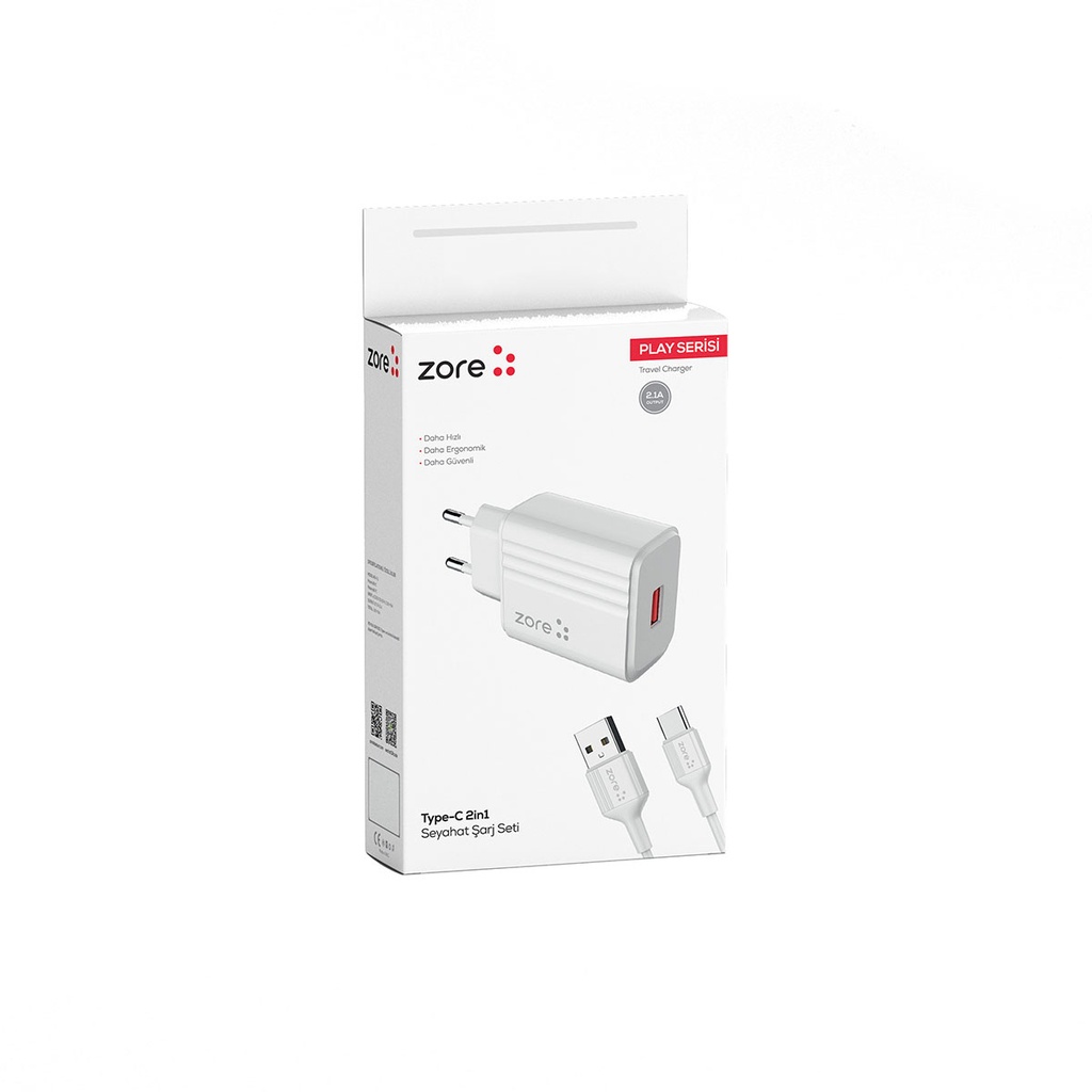 Zore Play Serisi PL1 Type-C 2in1 Seyahat Şarj Aleti 12W - 6