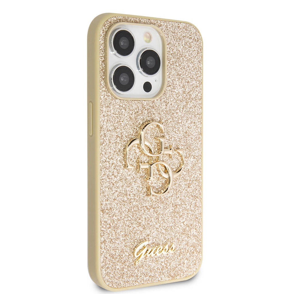 Apple iPhone 14 Pro Max Uyumlu Kılıf Guess Orjinal Lisanslı 4G Büyük Metal Logolu Glitter Kapak