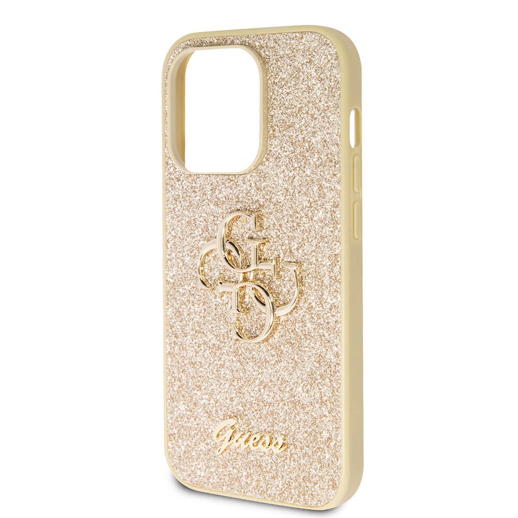 Apple iPhone 14 Pro Max Uyumlu Kılıf Guess Orjinal Lisanslı 4G Büyük Metal Logolu Glitter Kapak