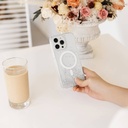 Apple iPhone 14 Pro Max Uyumlu Kılıf Magsafe Şarj Özellikli Parlayan Simli Şeffaf Lisanslı Switcheasy Starfield-M Kapak