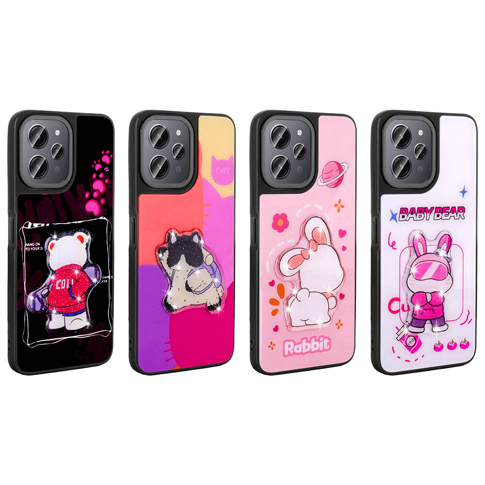 Xiaomi Redmi 12 Uyumlu 4G Kılıf Parlayan Kabartmalı İkonik Figürlü Zore Amas Silikon Kapak - 3