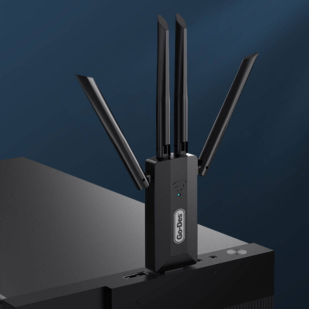 Go Des GD-BT318 Çift Bantlı 1200m 300Mbps 4 Antenli Kablosuz İnternet Sağlayıcı USB WiFi Adaptör - 7