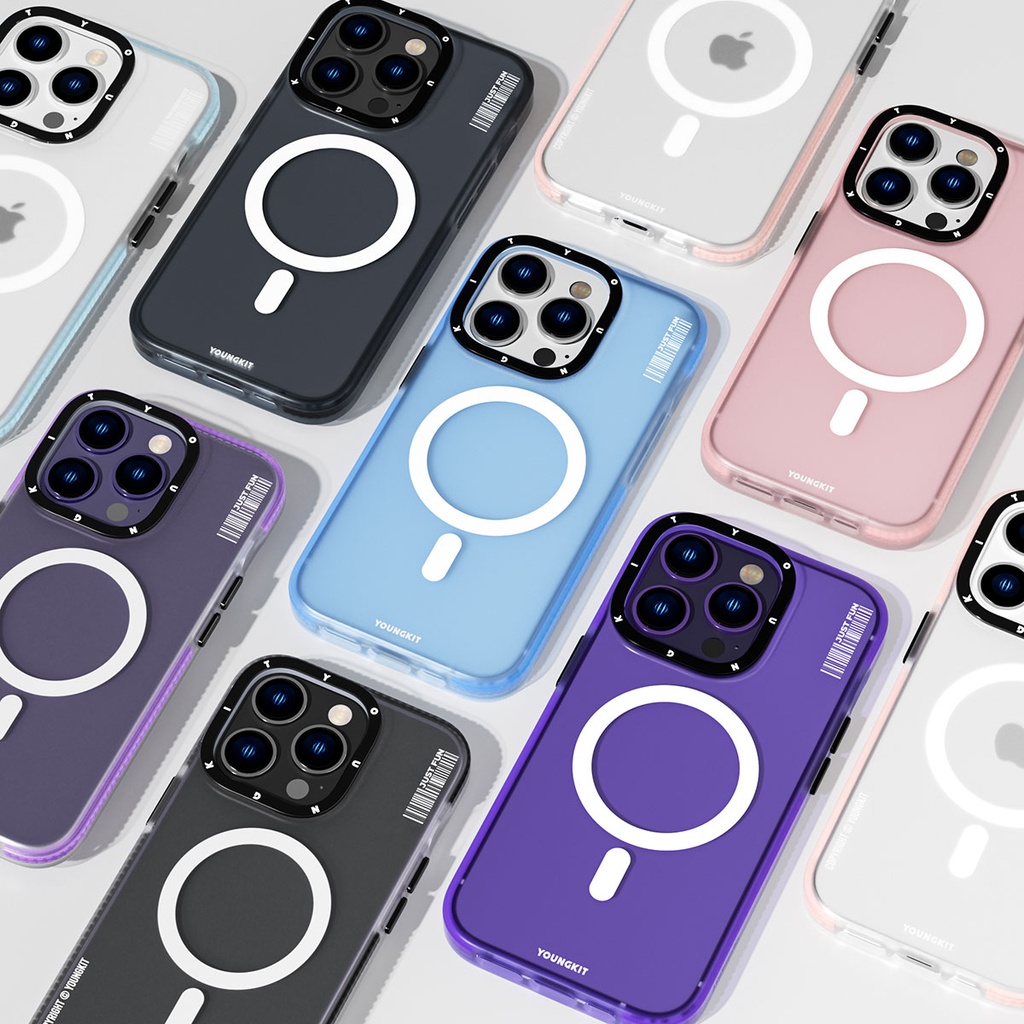 Apple iPhone 14 Pro Max Uyumlu Kılıf Magsafe Şarj Özellikli Youngkit Colored Sand Serisi Kapak - 7