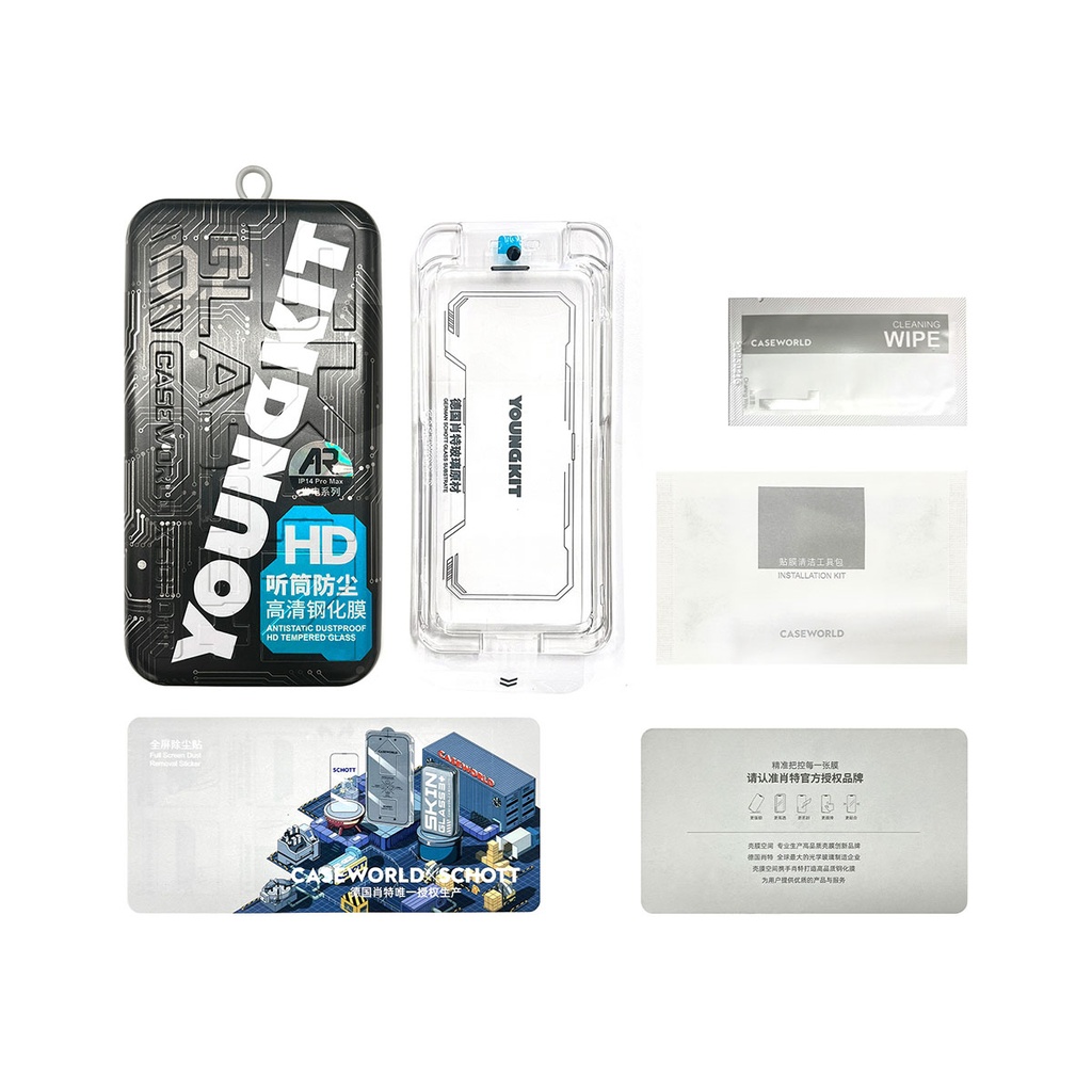 Apple iPhone 14 Pro Max Uyumlu Youngkit Antistatik Ve Antidust Kolay Uygulama Aparatlı Cam Ekran Koruyucu - 4