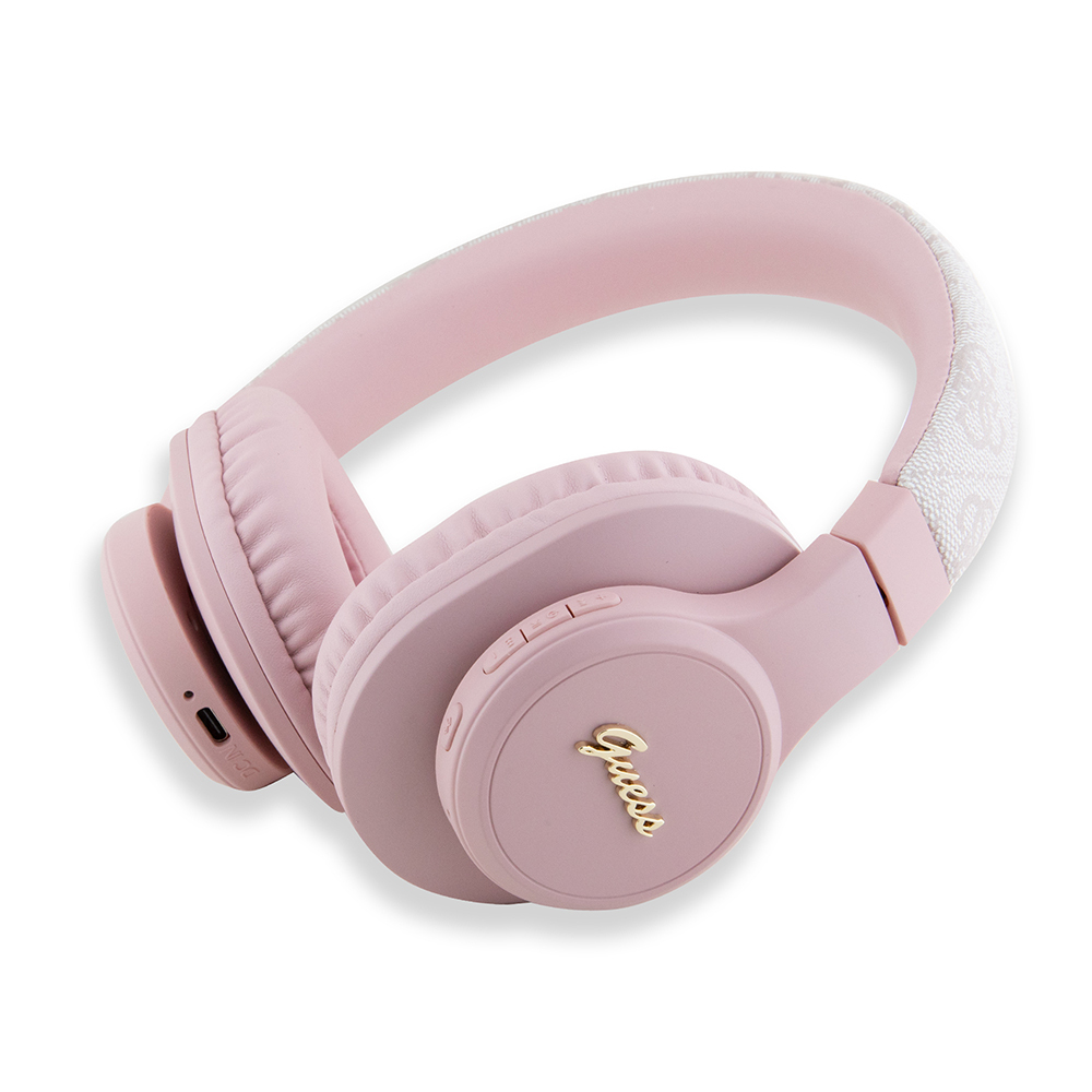 Guess Orjinal Lisanslı PU 4G Desenli Metal Yazı Logolu Tone On Tone Kulak Üstü Bluetooth Kulaklık - 5
