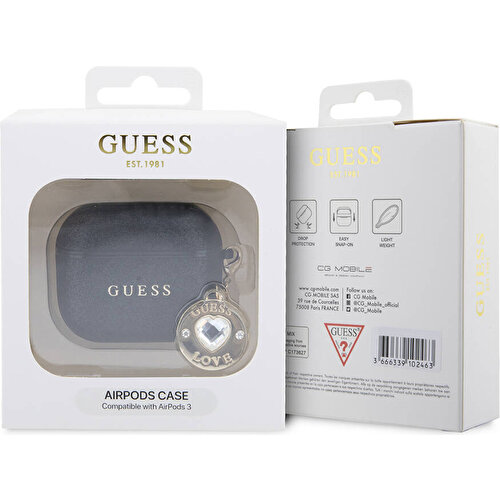 Apple Airpods 3. Nesil Uyumlu Kılıf Guess Orjinal Lisanslı PU Deri Mavi Beyaz Çizgili Metal Logolu Kapak