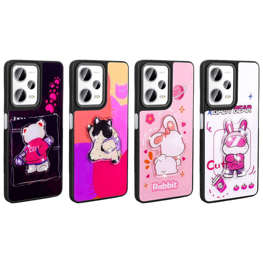 Xiaomi Redmi Note 12 Pro 5G Uyumlu Kılıf Parlayan Kabartmalı İkonik Figürlü Zore Amas Silikon Kapak - 1