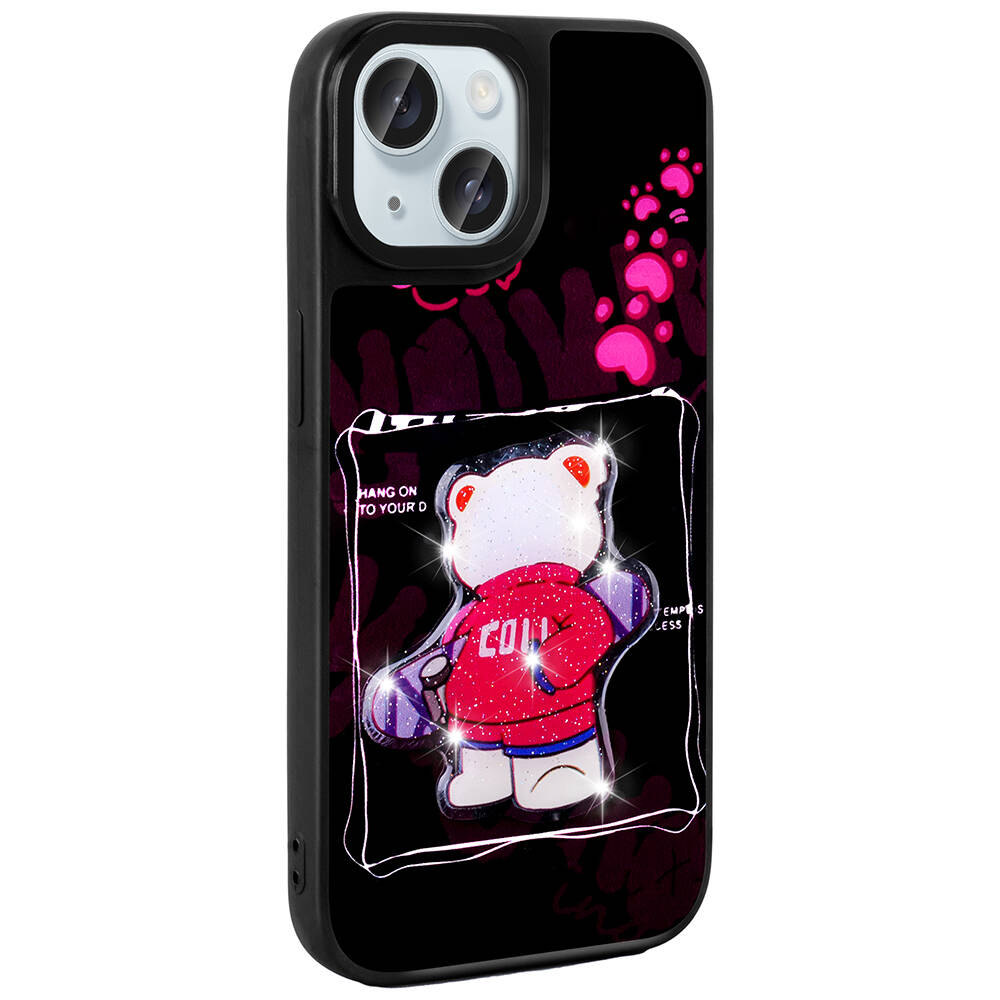 Apple iPhone 15 Uyumlu Kılıf Parlayan Kabartmalı İkonik Figürlü Zore Amas Silikon Kapak - 3