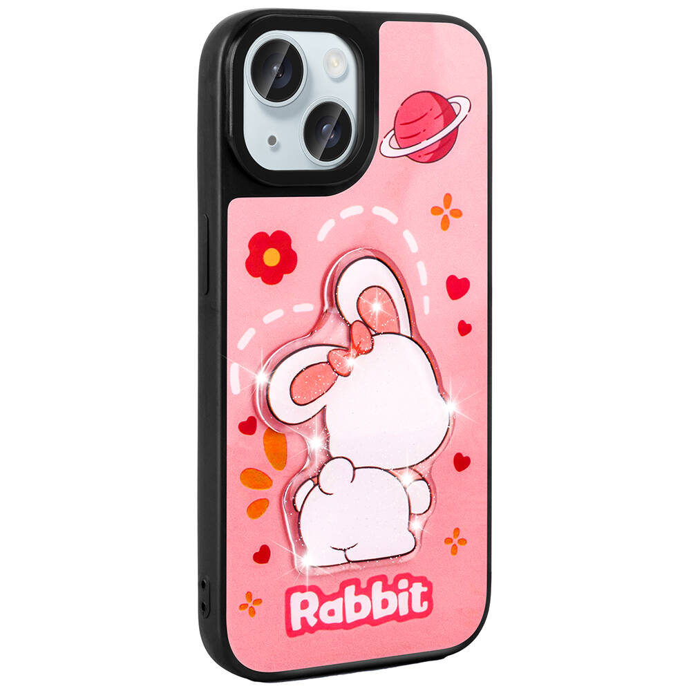 Apple iPhone 15 Uyumlu Kılıf Parlayan Kabartmalı İkonik Figürlü Zore Amas Silikon Kapak - 6