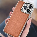 Apple iPhone 13 Uyumlu Kılıf Wiwu Genuine Leather Silver Calfskin Orjinal Deri Kapak - 2