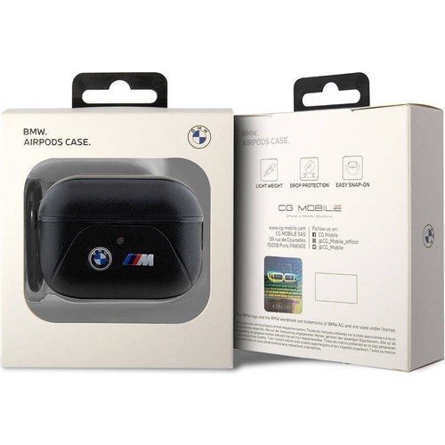 Apple Airpods Pro 2 Uyumlu Kılıf BMW Orjinal Lisanslı PU Deri Tasarımlı 3 Renk Çizgili Çift Metal Logolu Kapak