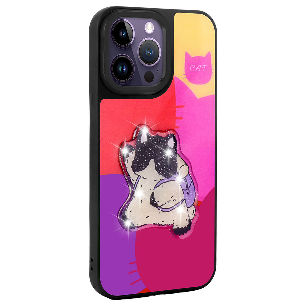 Apple iPhone 14 Pro Max Uyumlu Kılıf Parlayan Kabartmalı İkonik Figürlü Zore Amas Silikon Kapak - 6