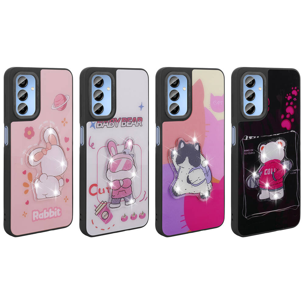 Samsung Galaxy A15 Uyumlu Kılıf Parlayan Kabartmalı İkonik Figürlü Zore Amas Silikon Kapak - 1