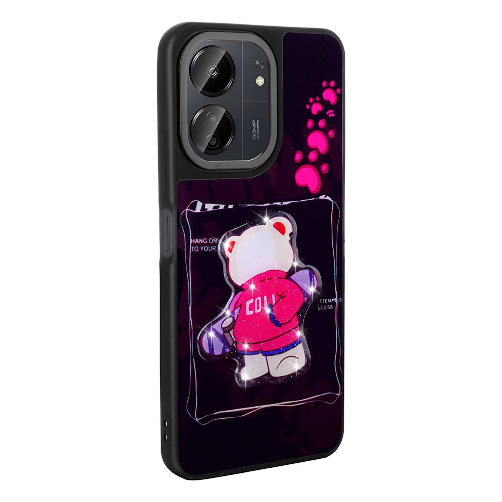 Xiaomi Redmi 13C Uyumlu Kılıf Parlayan Kabartmalı İkonik Figürlü Zore Amas Silikon Kapak - 3