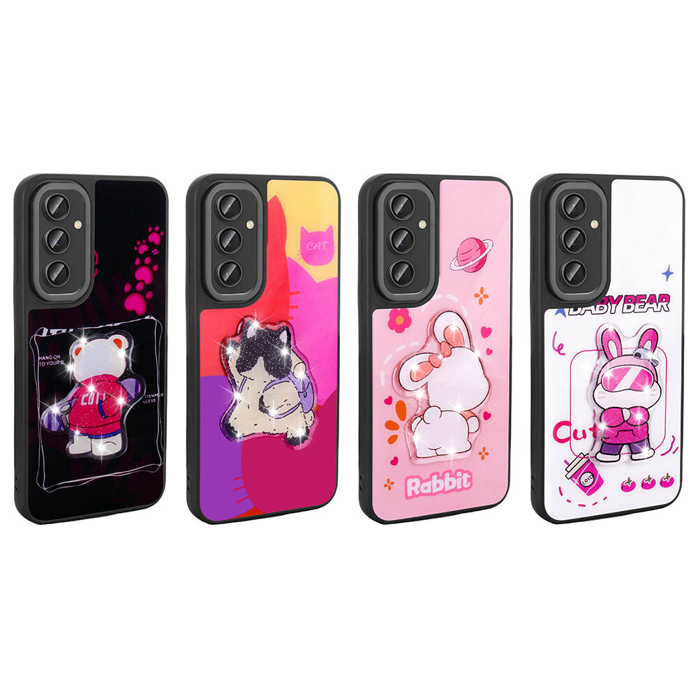 Samsung Galaxy A34 Uyumlu Kılıf Parlayan Kabartmalı İkonik Figürlü Zore Amas Silikon Kapak - 4