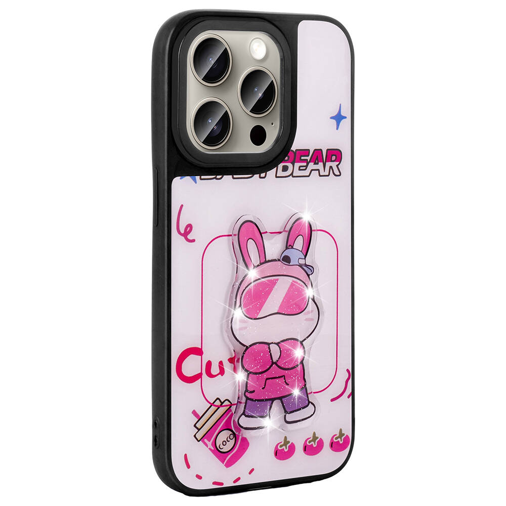 Apple iPhone 15 Pro Max Uyumlu Kılıf Parlayan Kabartmalı İkonik Figürlü Zore Amas Silikon Kapak - 6