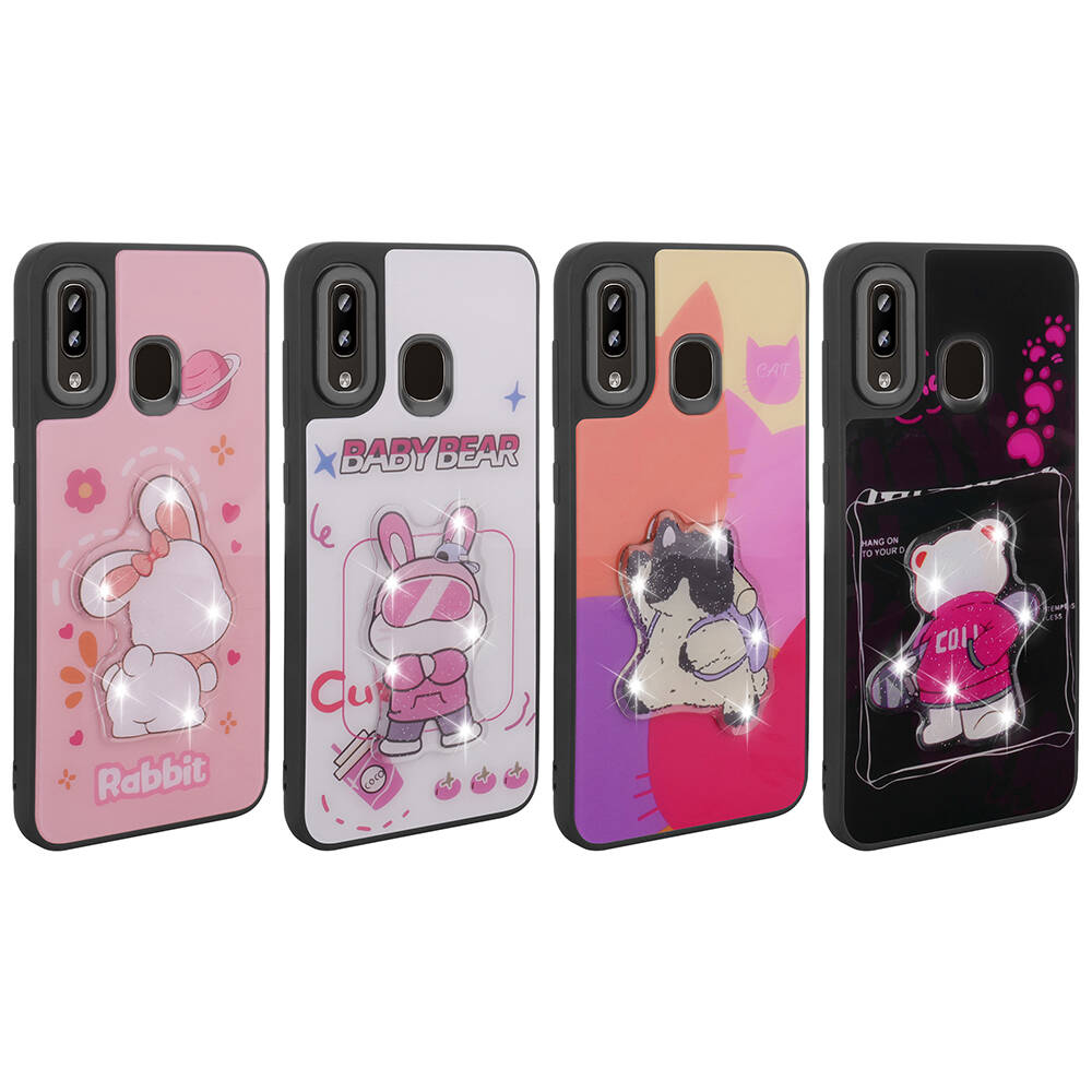 Samsung Galaxy A20 Uyumlu Kılıf Parlayan Kabartmalı İkonik Figürlü Zore Amas Silikon Kapak - 1