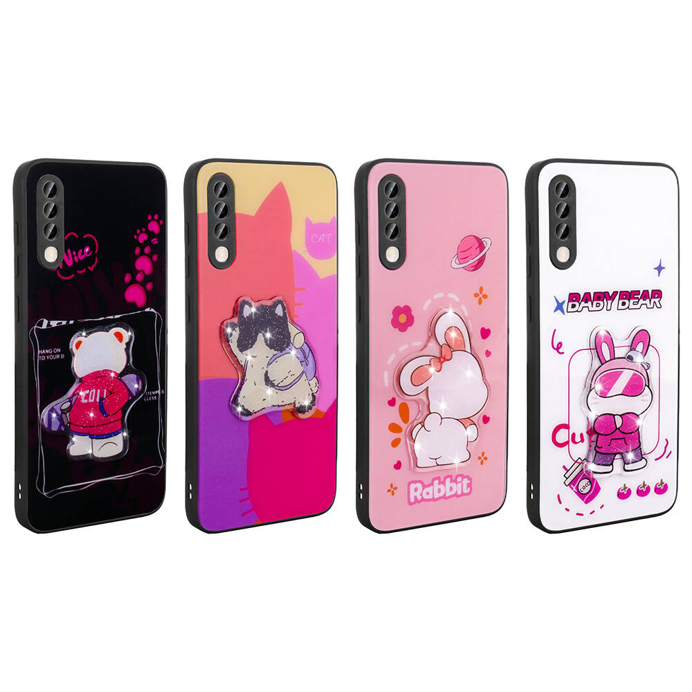 Samsung Galaxy A70 Uyumlu Kılıf Parlayan Kabartmalı İkonik Figürlü Zore Amas Silikon Kapak - 1