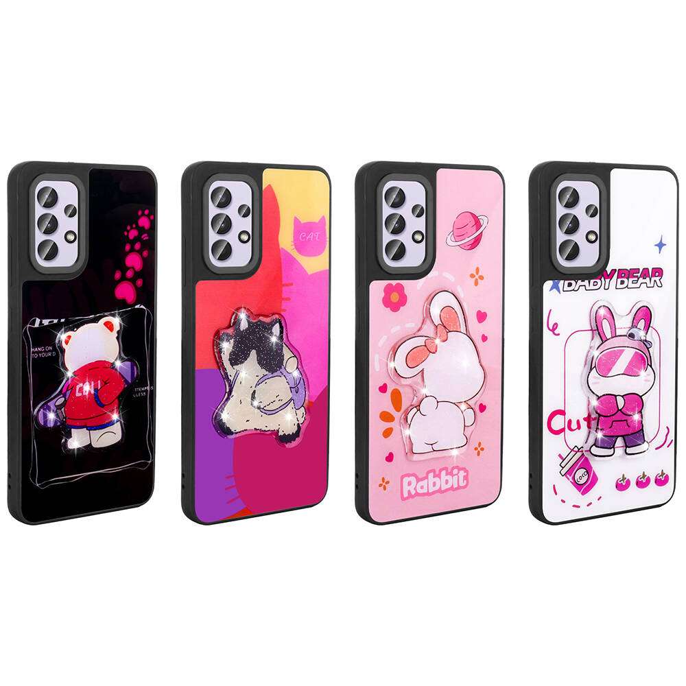 Samsung Galaxy A32 4G Uyumlu Kılıf Parlayan Kabartmalı İkonik Figürlü Zore Amas Silikon Kapak - 4