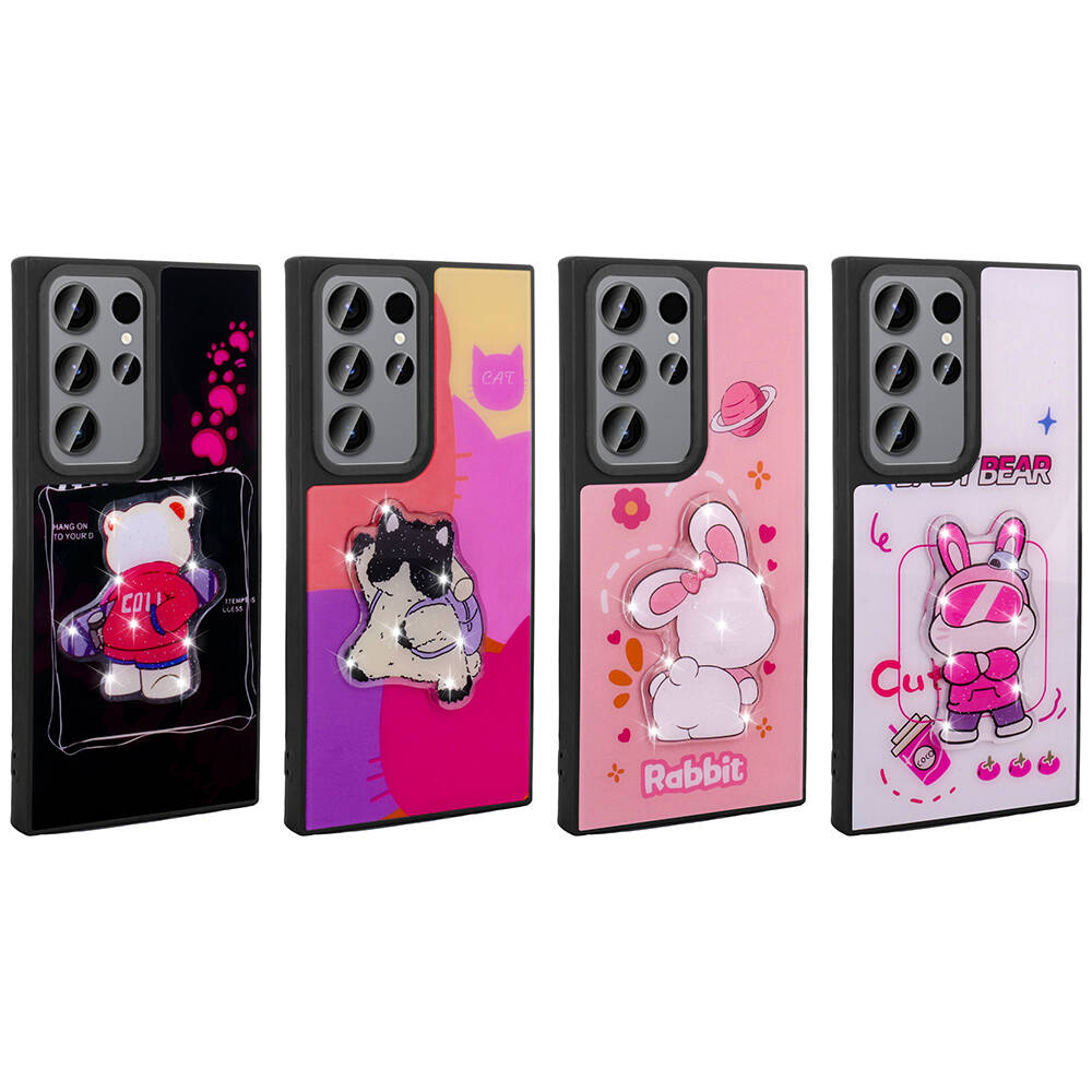 Samsung Galaxy S23 Ultra Uyumlu Kılıf Parlayan Kabartmalı İkonik Figürlü Zore Amas Silikon Kapak - 1