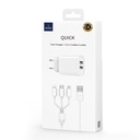 Wiwu Wi-U003 2.1A Çift USB Çıkışlı Hızlı Şarj Seti 3in1 Kablolu Type-C/Lightning/Micro - 1