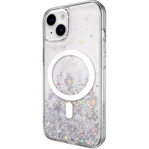 Apple iPhone 14 Uyumlu Kılıf Magsafe Şarj Özellikli Parlayan Simli Şeffaf Lisanslı Switcheasy Starfield-M Kapak