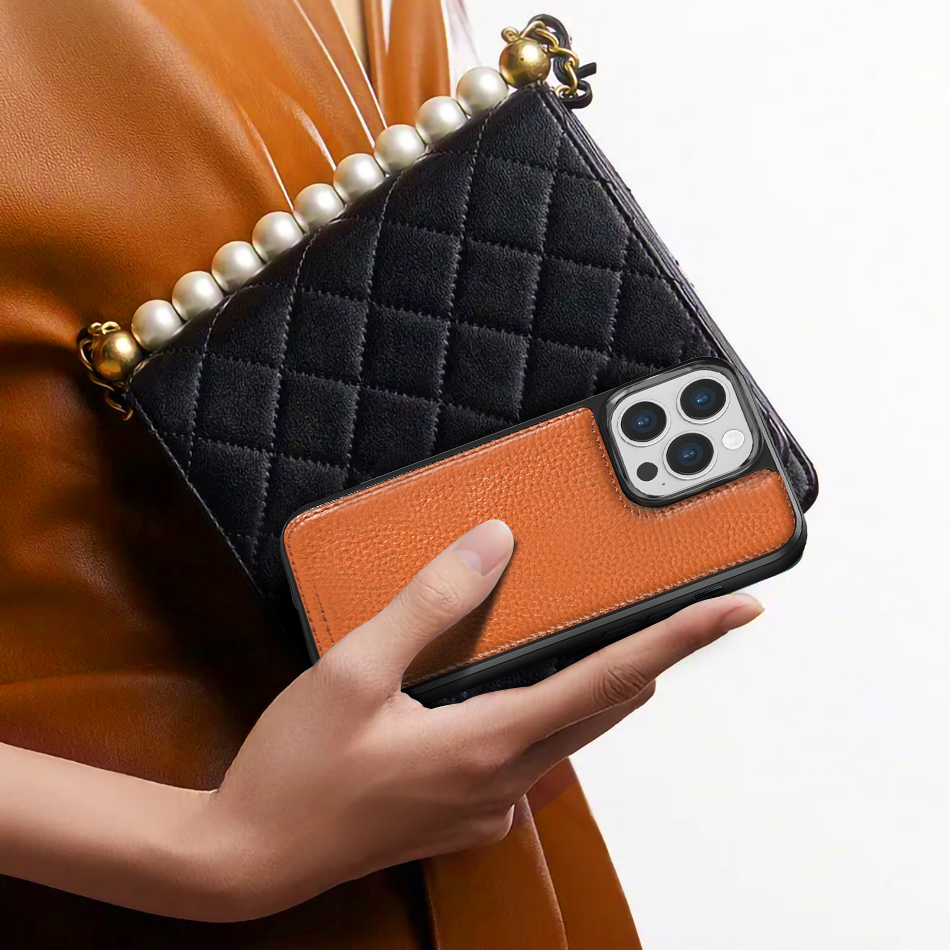 Apple iPhone 13 Pro Max Uyumlu Kılıf Wiwu Genuine Leather Plastic Calfskin Orjinal Deri Kapak - 5