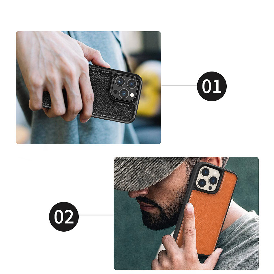 Apple iPhone 13 Pro Max Uyumlu Kılıf Wiwu Genuine Leather Plastic Calfskin Orjinal Deri Kapak - 8
