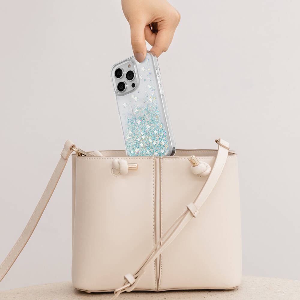 Apple iPhone 14 Pro Uyumlu Kılıf Parlayan Simli Şeffaf Lisanslı Switcheasy Starfield Kapak - 11