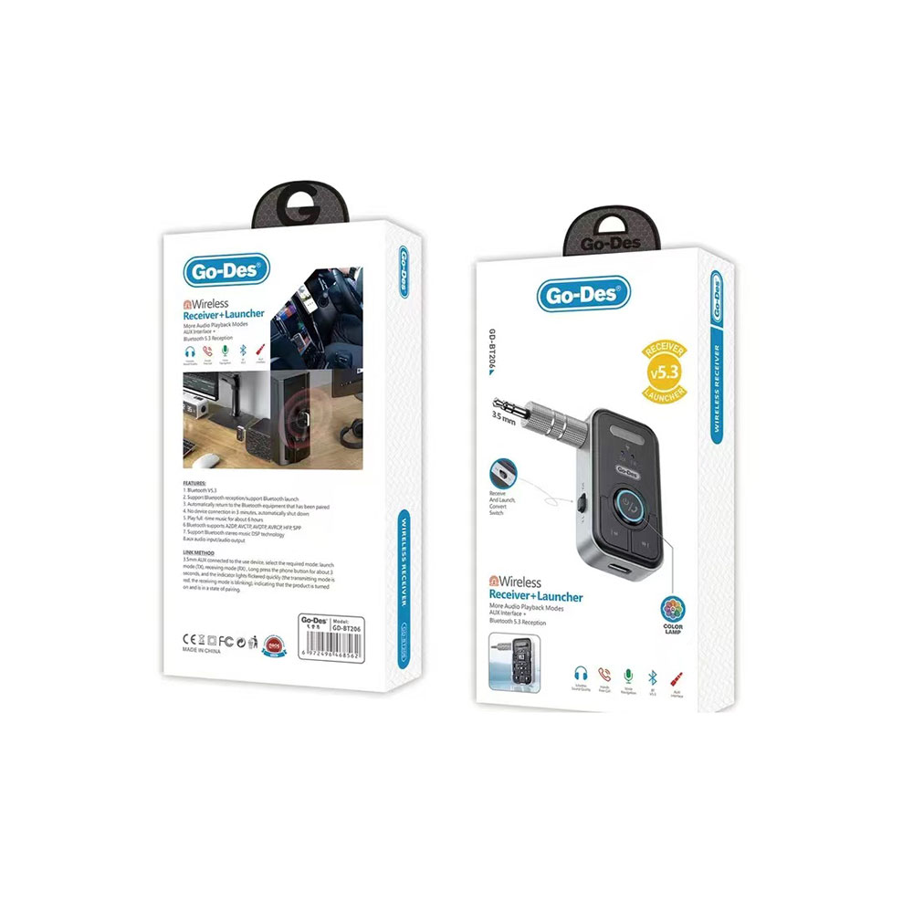 Go Des GD-BT206 Kablosuz Ses Alıcı Aux Girişli Bluetooth 5.3 Adaptör - 2