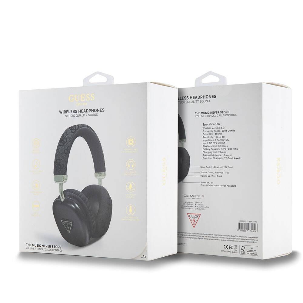 Guess Orjinal Lisanslı PU 4G Desenli Üçgen Logolu Kulak Üstü Bluetooth Kulaklık - 3