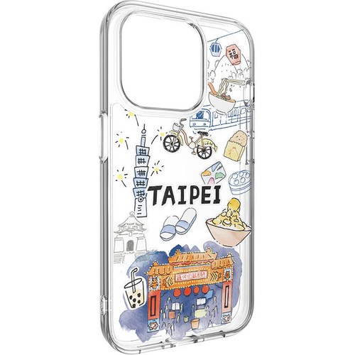 Apple iPhone 15 Pro Uyumlu Kılıf Magsafe Şarj Özellikli Çizim Desenli Şok Önleyicili Şeffaf Lisanslı Switcheasy City-M Taipei Kapak