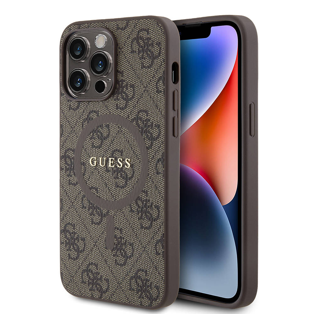 Apple iPhone 14 Pro Max Uyumlu Kılıf Guess Orjinal Lisanslı Magsafe Şarj Özellikli 4G Desenli Yazı Logolu Kapak - 14