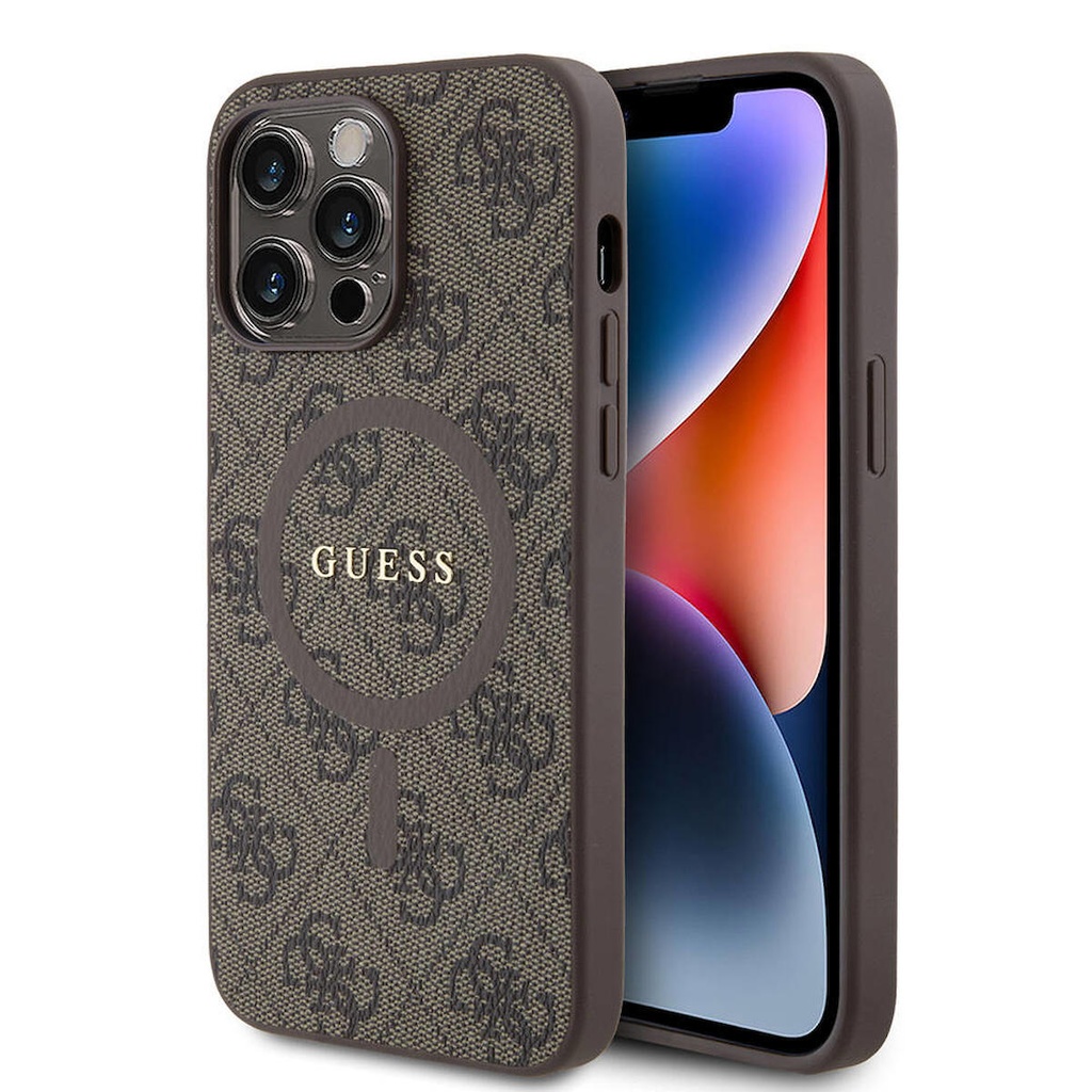 Apple iPhone 14 Pro Max Uyumlu Kılıf Guess Orjinal Lisanslı Magsafe Şarj Özellikli 4G Desenli Yazı Logolu Kapak