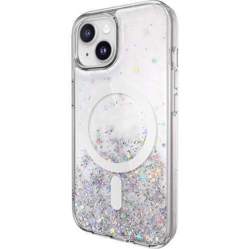 Apple iPhone 15 Uyumlu Kılıf Magsafe Şarj Özellikli Parlayan Simli Şeffaf Lisanslı Switcheasy Starfield-M Kapak