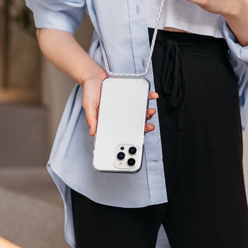 Apple iPhone 14 Pro Max Uyumlu Kılıf Boyun Askılı Şok Önleyicili Şeffaf Lisanslı Switcheasy Play Kapak