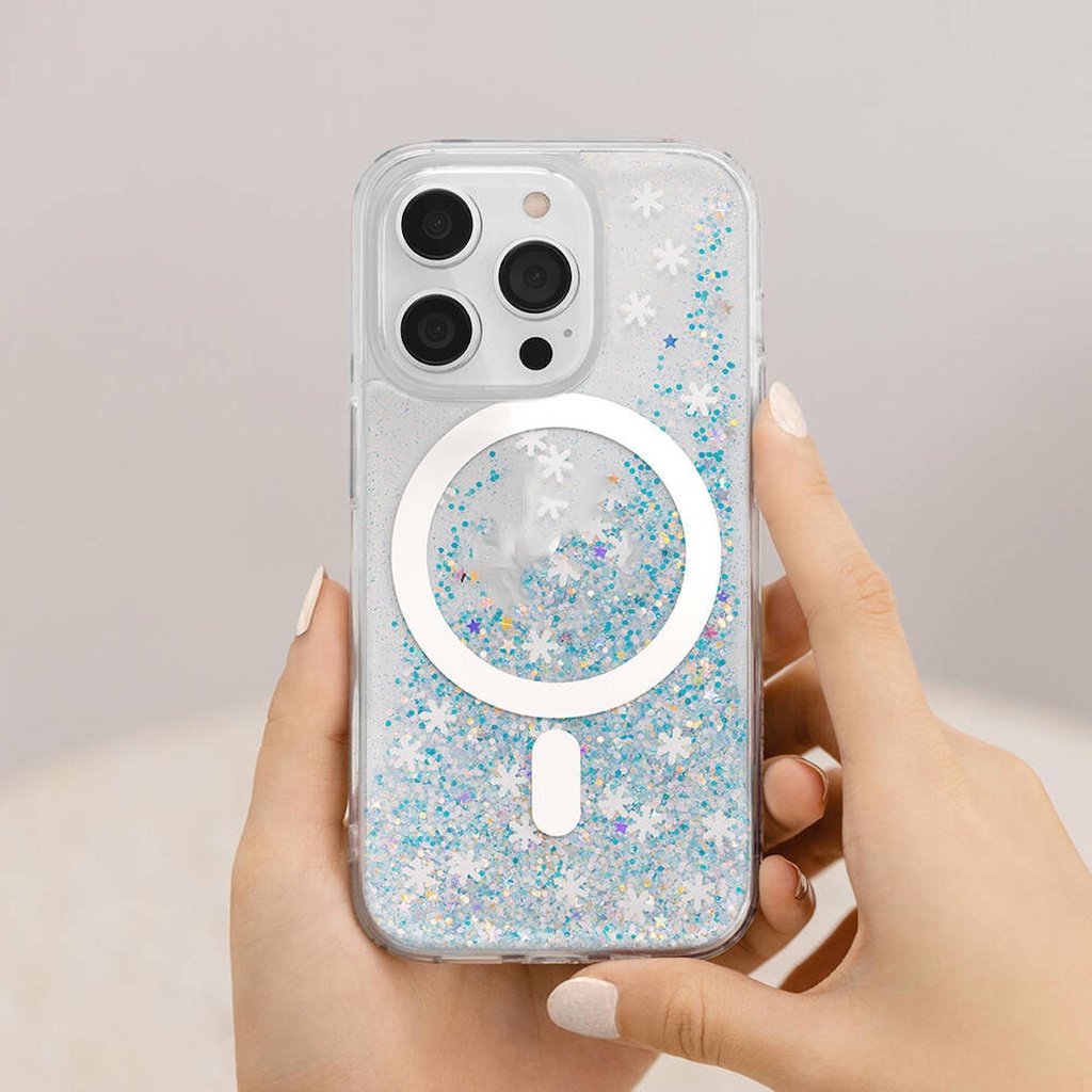 Apple iPhone 14 Pro Uyumlu Kılıf Magsafe Şarj Özellikli Parlayan Simli Şeffaf Lisanslı Switcheasy Starfield-M Kapak