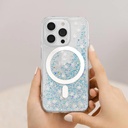 Apple iPhone 14 Pro Uyumlu Kılıf Magsafe Şarj Özellikli Parlayan Simli Şeffaf Lisanslı Switcheasy Starfield-M Kapak