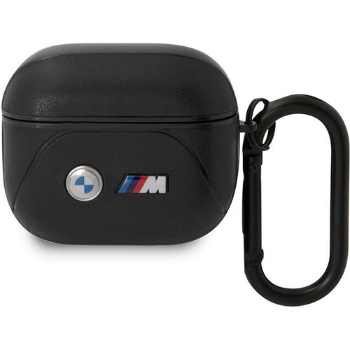 Apple Airpods 3. Nesil Uyumlu Kılıf BMW Orjinal Lisanslı PU Deri Tasarımlı 3 Renk Çizgili Çift Metal Logolu Kapak