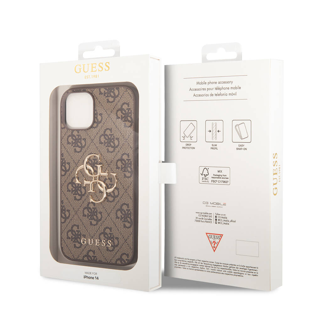 Apple iPhone 14 Uyumlu Kılıf Guess PU Deri Büyük Metal Logo Dizaynlı Kapak - 6