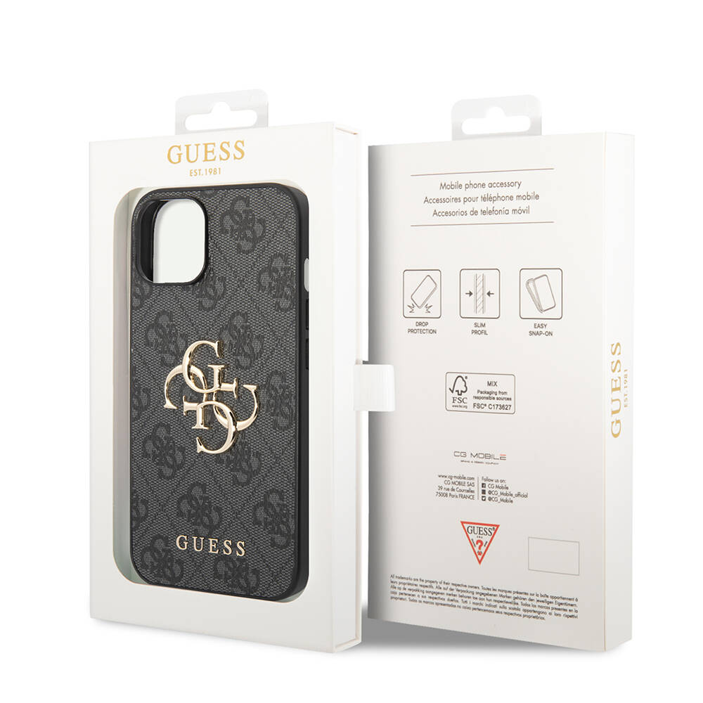 Apple iPhone 14 Uyumlu Kılıf Guess PU Deri Büyük Metal Logo Dizaynlı Kapak - 13
