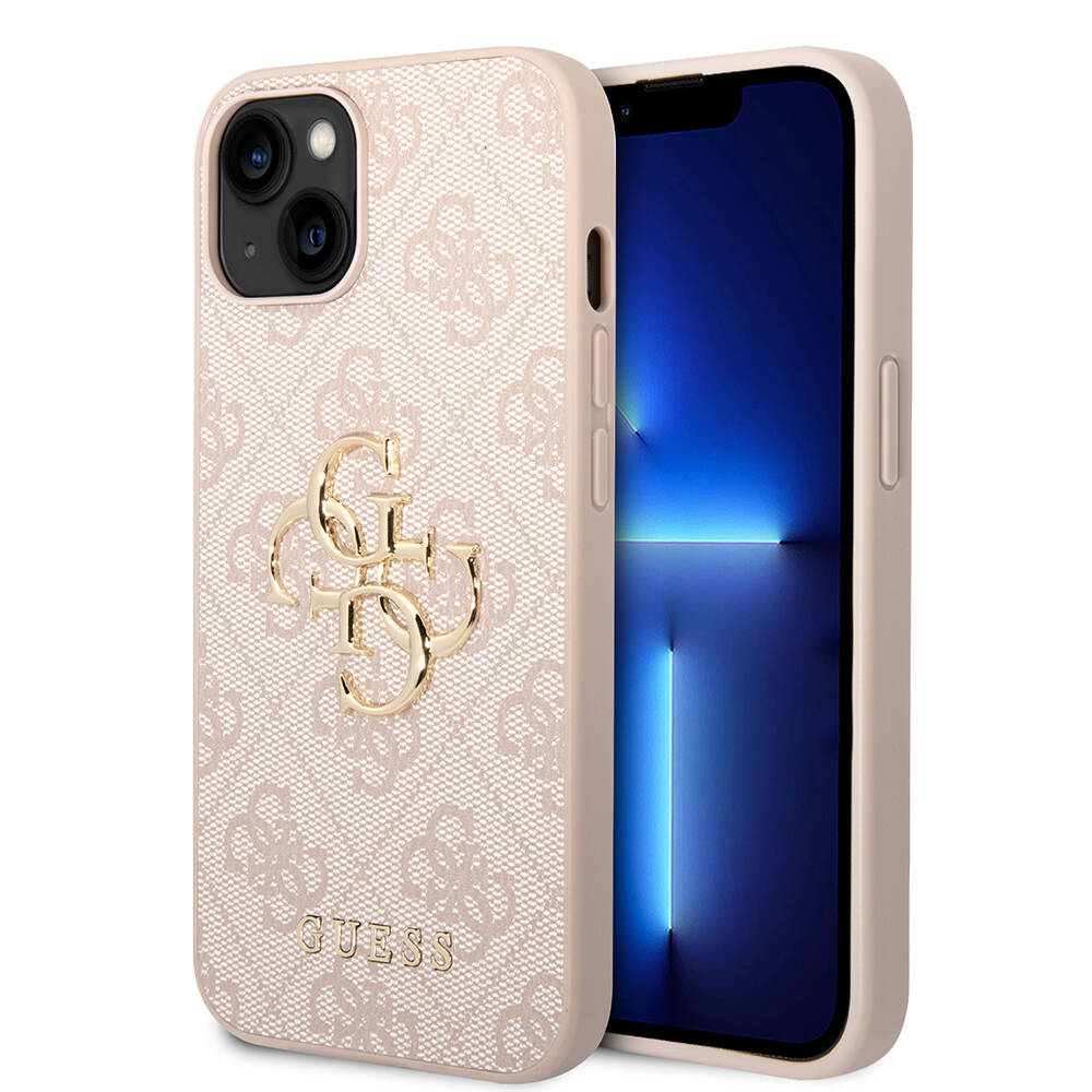Apple iPhone 14 Uyumlu Kılıf Guess PU Deri Büyük Metal Logo Dizaynlı Kapak - 14