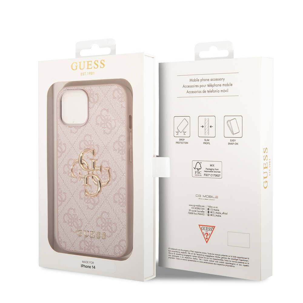 Apple iPhone 14 Uyumlu Kılıf Guess PU Deri Büyük Metal Logo Dizaynlı Kapak - 20