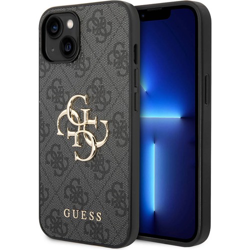 Apple iPhone 14 Uyumlu Kılıf Guess PU Deri Büyük Metal Logo Dizaynlı Kapak