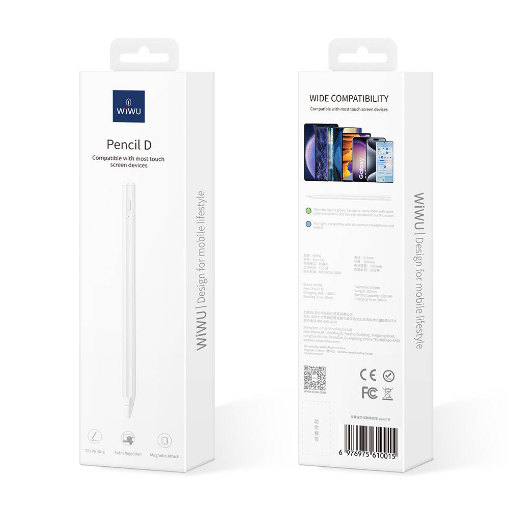 Wiwu Pencil D Aktif Kapasitif Basınçlı Universal Palm-Rejection Özellikli Dokunmatik Stylus Kalem - 1