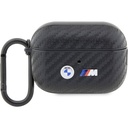 Apple Airpods Pro 2 Uyumlu Kılıf BMW Orjinal Lisanslı PU Karbon Fiber Tasarımlı Çift Metal Logolu Kapak