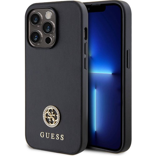 Apple iPhone 14 Pro Max Uyumlu Kılıf Guess Orjinal Lisanslı Deri 4G Metal Logo Strass Kapak