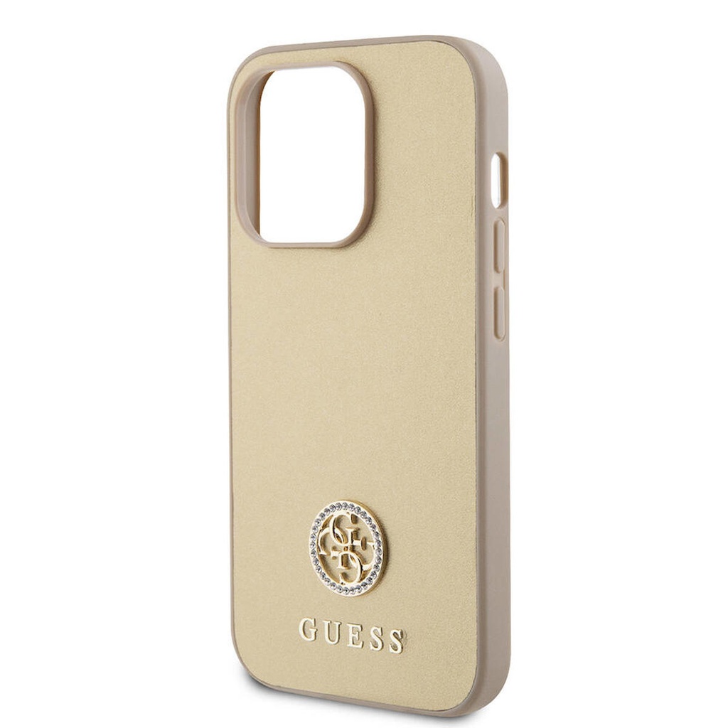 Apple iPhone 14 Pro Max Uyumlu Kılıf Guess Orjinal Lisanslı Deri 4G Metal Logo Strass Kapak